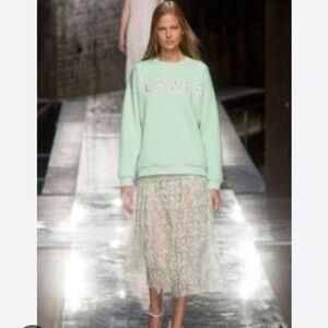 Christopher Kane Flower Embroidered Sweatshirt Lace Letters Runway Mint M